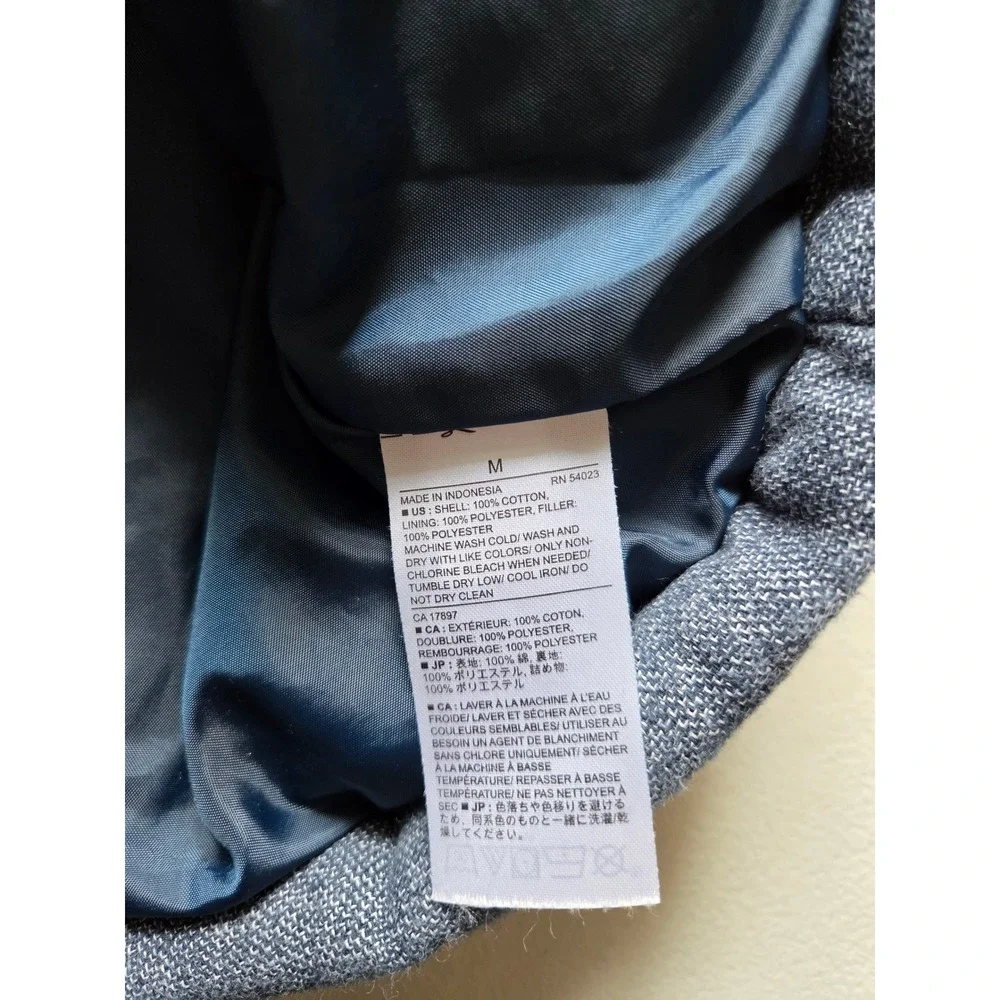 Banana Republic Mens Blue Heathered Quilted Puffer Vest Medium Snap Zip Front
